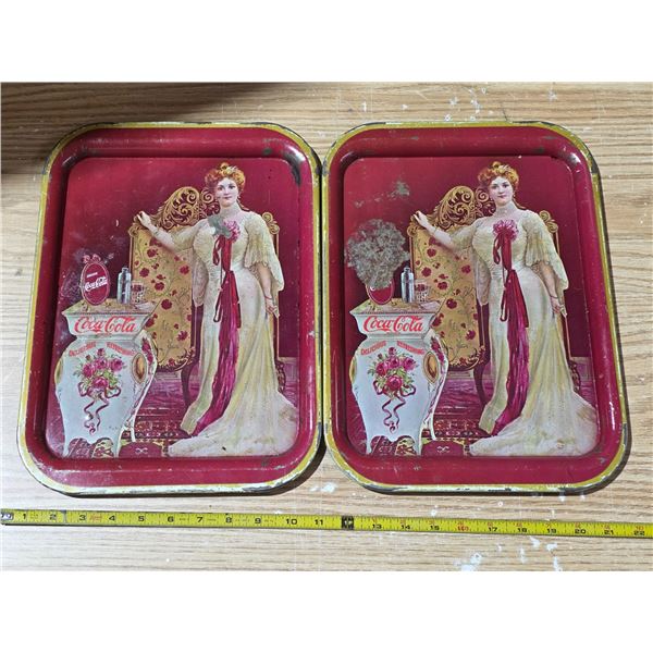 2 reproduction coca cola trays