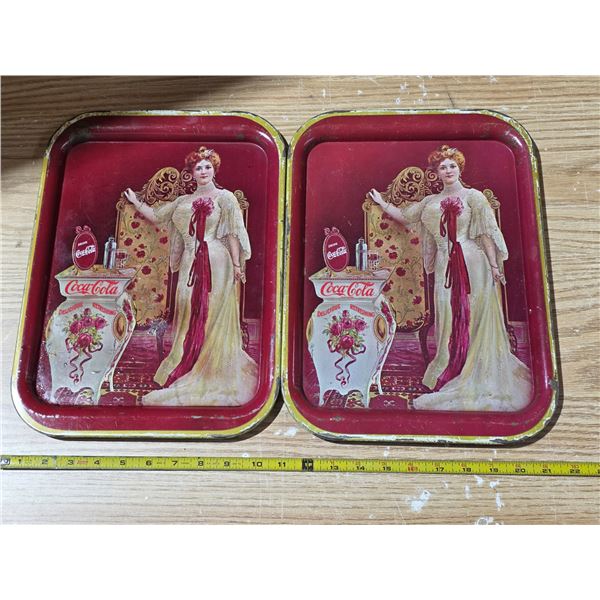 2 reproduction coca cola trays