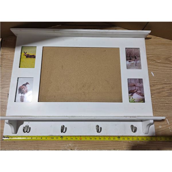 Coat rack with space for a mirror and pictures- 32" by 23"