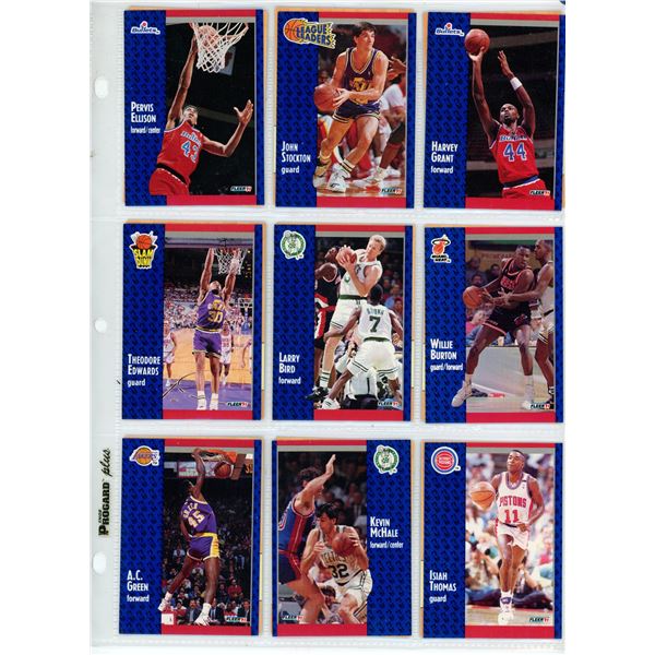 Sheet of NBA Sports Cards (Fleer 91')