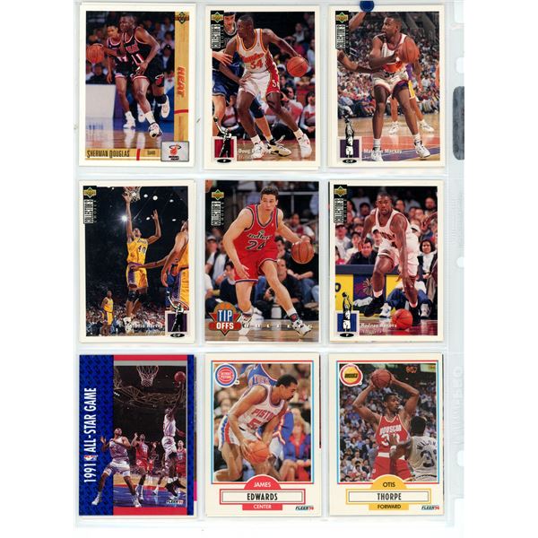 Sheet of NBA Sports Cards (1990s Skybox/Upper Decker Cards)