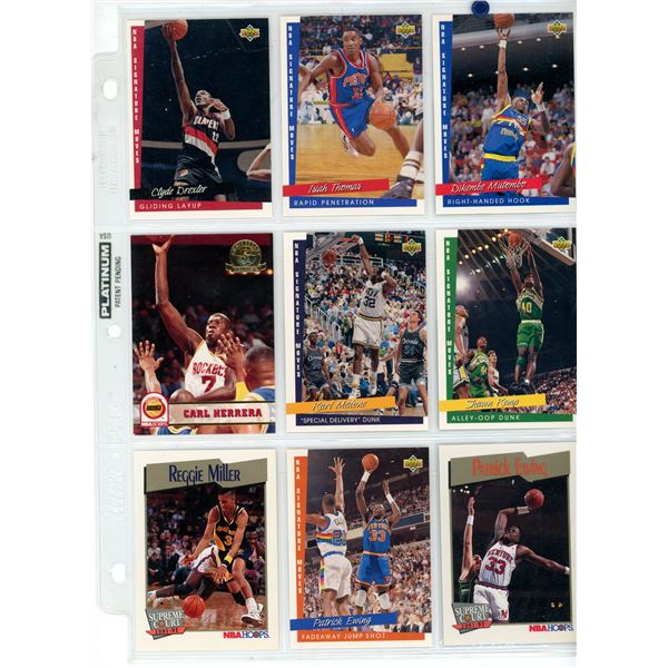 Sheet of NBA Sports Cards (1991 Upper Decker/NBA HOOPS Cards)