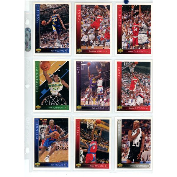 Sheet of NBA Sports Cards (1993-94 Upper Decker Cards)