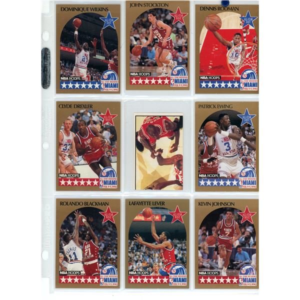 Sheet of NBA Sports Cards  (1990 All Star Weekend NBA Hoops Cards)