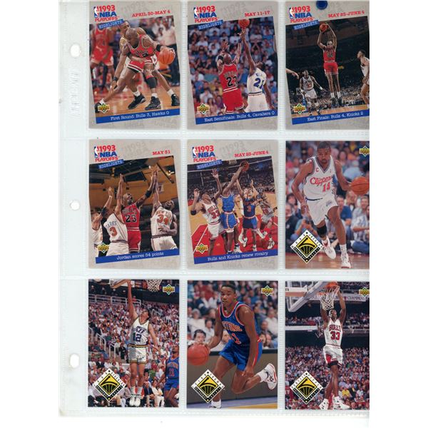 Sheet of NBA Sports Cards (Breakaway Threats/1993 NBA Playoff Highlights Cards)