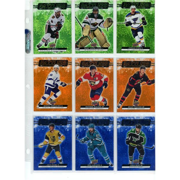 Sheet of NHL Dazzlers Upper Decker Sport Cards
