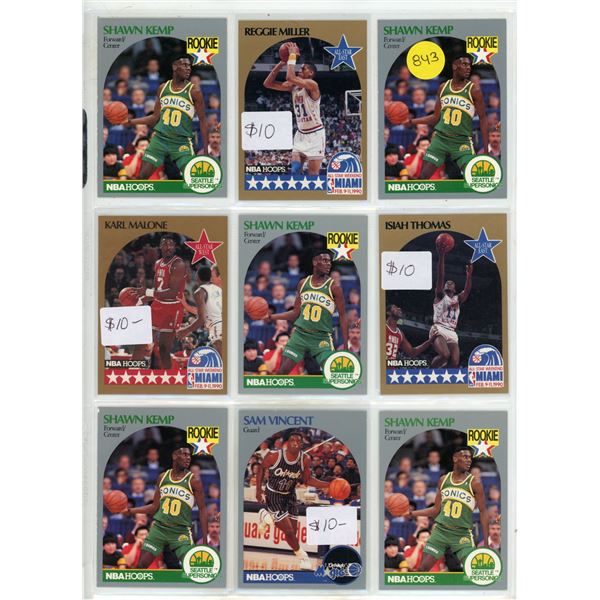 Sheet of NBA Sports Cards (1990 Rookie and All Star Cards)