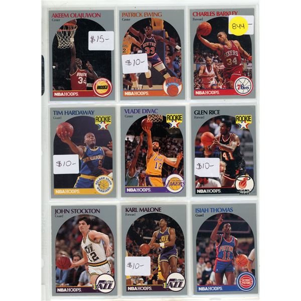 Sheet of NBA Sports Cards (1990 Rookie Cards)