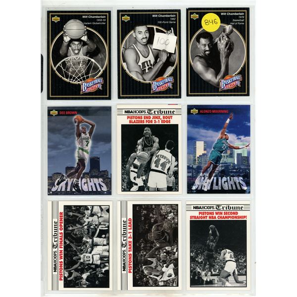 Sheet of NBA Sports Cards (Skylights, Basketball Heroes, Etc.)
