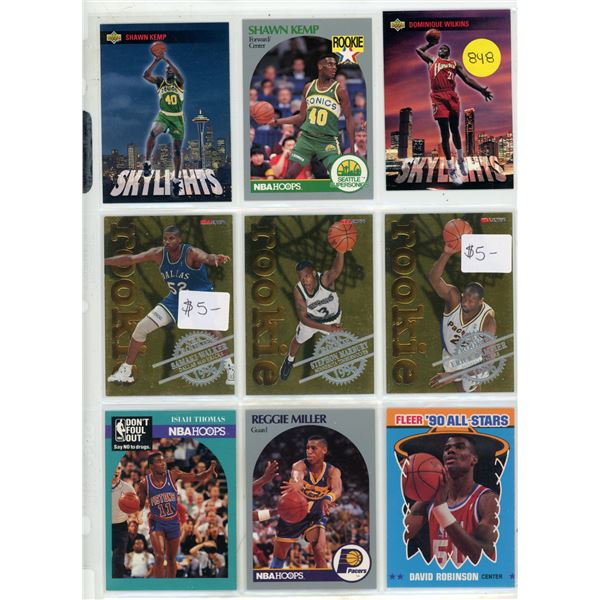 Sheet of NBA Sports Cards (1993 Upper Decker Skylight and etc.)