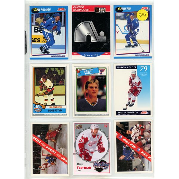 Sheet of NHL Sports Cards (1990s Pro Set/Fleer 91'/Score 91')