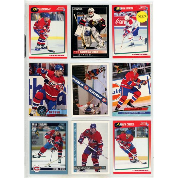 Sheet of NHL Sports Cards (1991 Score 91' Cards)