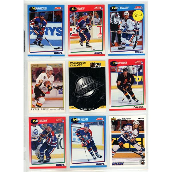 Sheet of NHL Sports Cards (Various from 1990s)