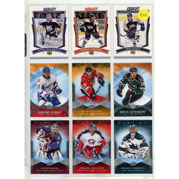 Sheet of NHL Sports Cards (Upper Decker MVP Cards and Ovation Cards)
