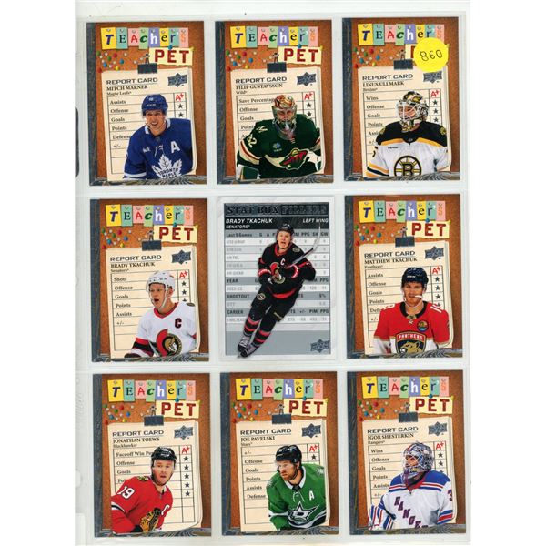 Sheet of NHL Sports Cards (Upper Decker Teachers Pet 2023 Series 1 cards)