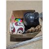 Image 5 : Box of Sports Items (Baseball Helmets, Soccer Balls, etc.)