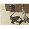 Image 2 : Elegance Silver Plated Zinc (4) Swan Design Candle Holder 10"x6"