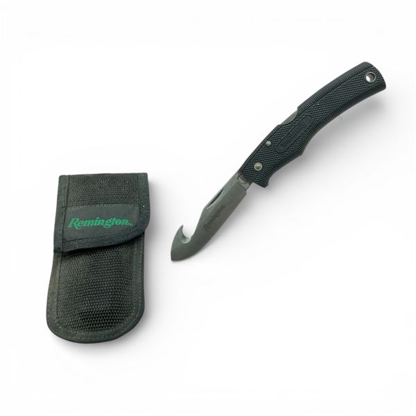 Remington Folding 3.5" Blade Knife with Gut Hook and Pouch