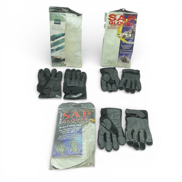 SAP Gloves w/ Steel Shot Knuckles, Size: XS, X 2 Qty and SWAT Search Gloves, Size: XS