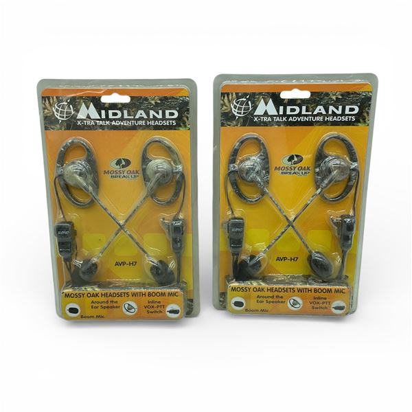 Midland X-Tra Talk Adventure Headsets, Mossy Oak Headsets with Boom Mic X 2 Qty