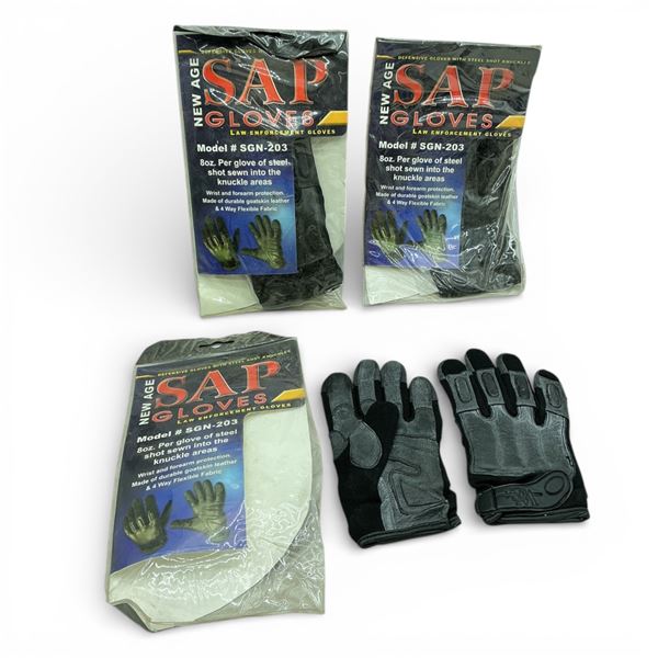 SAP Gloves SGN-203 Law Enforcement Gloves 8 oz Steel Shot Knuckle Gloves, Size: Extra Small X 3 Qty