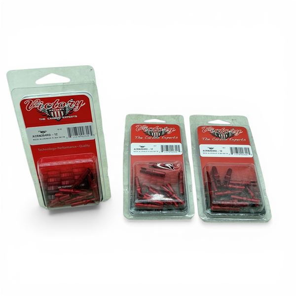 Victory Archery Aluminum Red Satin Finish Nock, 12 Pack X 3 Qty