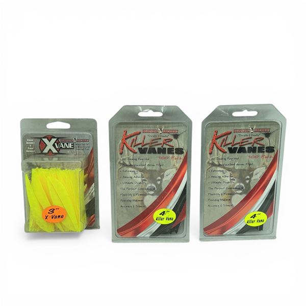 Bohning Archery 4" Killer Vanes, 100 Pack X 2 Qty and Bohning Archery 3" X-Vane, 100 Pack