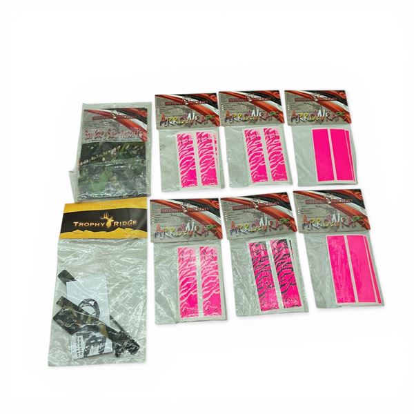 Assorted Arrow Wraps, Camo Bow Grip and Sight Window Pad and Camo Sicker Kit for Bow Sight