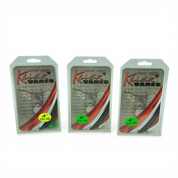 Bohning Archery 4" Killer Vanes, White and Green, 100 Pack X 3 Qty