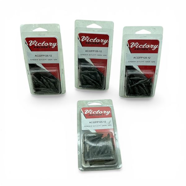 Victory Archery Screw-In 22 Field Point, 125 Grain, 12 Pack X 4 Qty