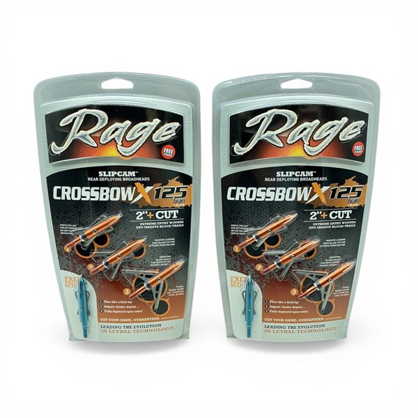 Rage Slip Cam Crossbow X Rear Deploying Broadheads, 125 Grain, 4 Pack X 2 Qty