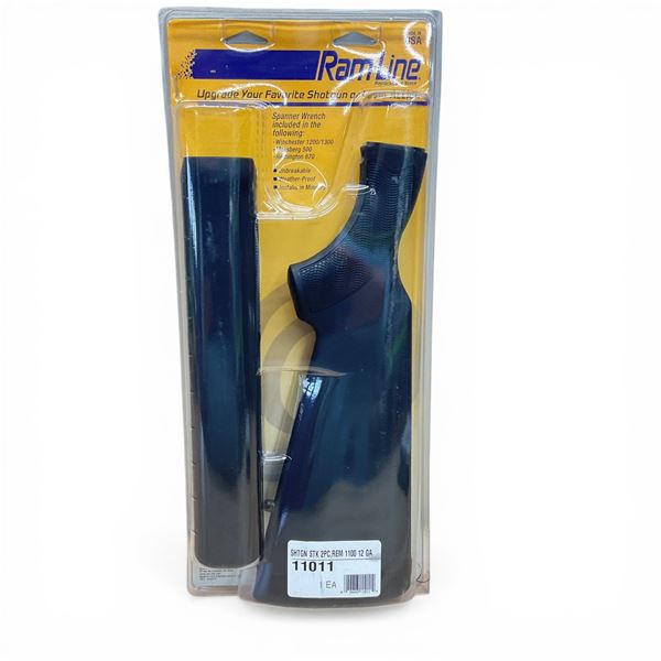 Ramline Synthetic Replacement 2 Piece Shotgun Stock for 12 Ga Remington 1100 in Black