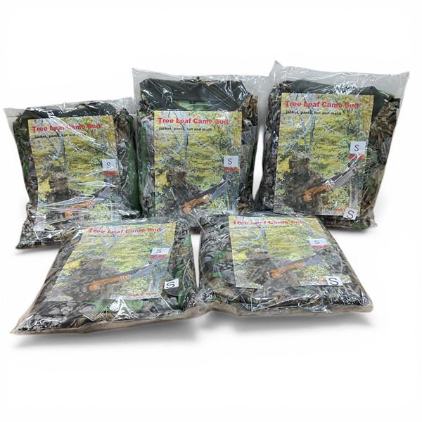 Tree Leaf Camo Suit, Includes Jacket, Pants, Hat and Mask Size Small x 5 Qty