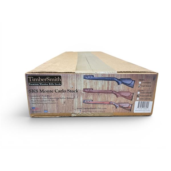 Timbersmith Premium Wood Rifle Monte Carlo Stock for SKS in Brown Laminate