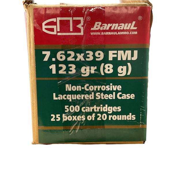 Barnaul 7.62x39mm, 123 Grain FMJ Non-Corrosive Ammunition, 500 Rounds