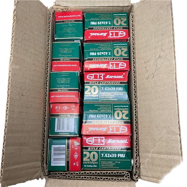 Barnaul 7.62x39mm, 123 Grain FMJ Non-Corrosive Ammunition, 500 Rounds
