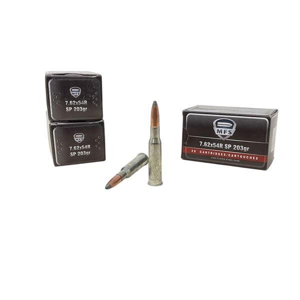MFS 7.62x54R, 203 Grain SP Ammunition, 60 Rounds