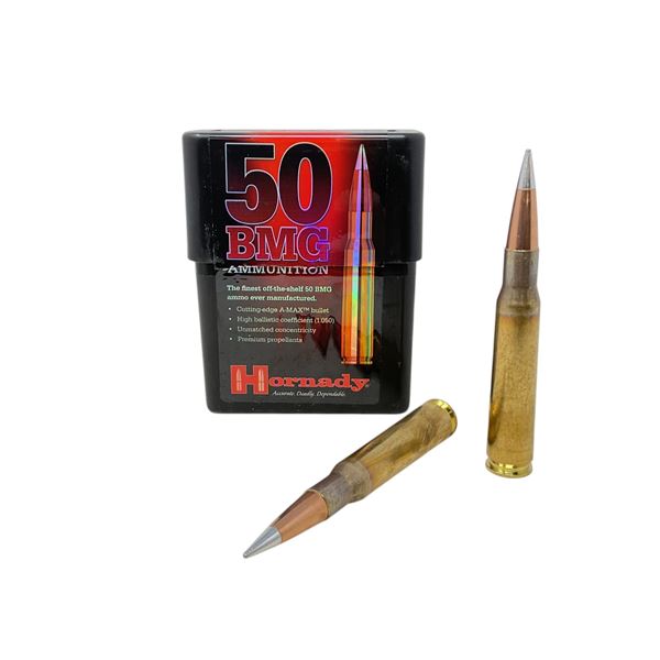 Hornady 50 BMG, 750 Grain A-Max Ammunition, 10 Rounds