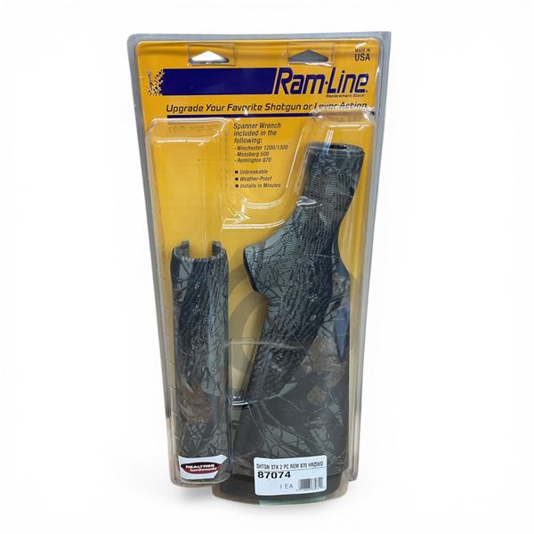 Ramline Synthetic Replacement 2 Pc Shotgun Stock for Remington 870 in Realtree Hardwoods Camo