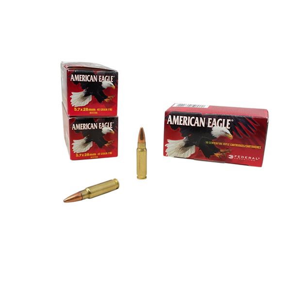 American Eagle 5.7x28mm, 40 Grain FMJ Ammunition, 150 Rounds