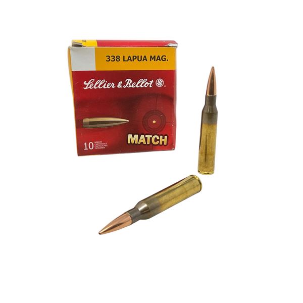 Sellier & Bellot Match 338 Lapua Mag, 250 Grain HPBT Ammunition, 10 Rounds