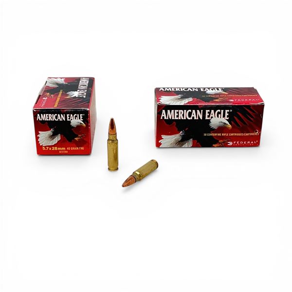 American Eagle 5.7x28mm, 40 Grain FMJ Ammunition, 100 Rounds