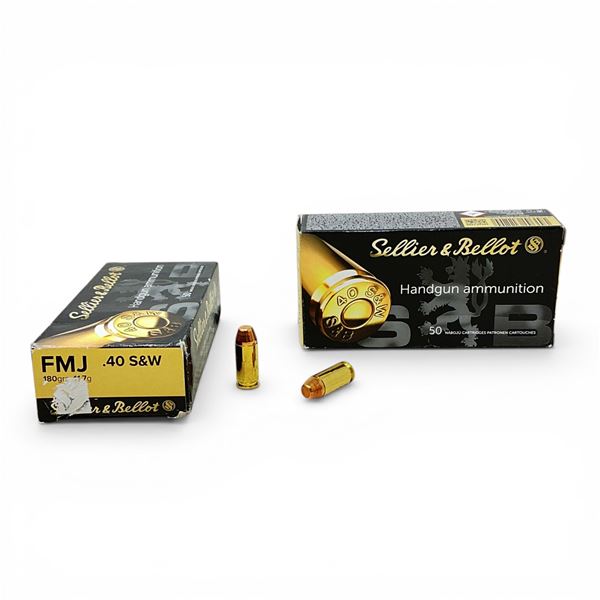 Sellier & Bellot 40 S&W, 180 Grain FMJ Ammunition, 86 Rounds