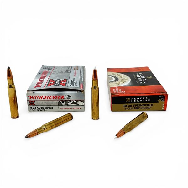 Winchester and Federal 30-06 SPRG, 180 Grain Ammunition, 39 Rounds Total