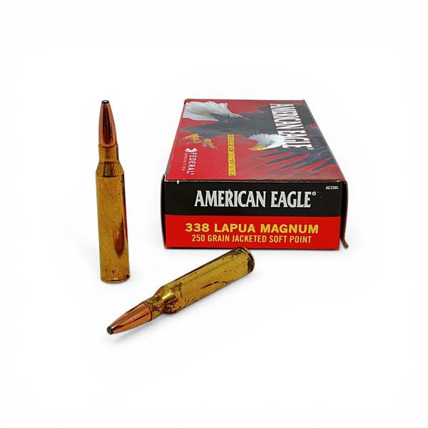 American Eagle 338 Lapua Magnum, 250 Grain JSP Ammunition, 20 Rounds