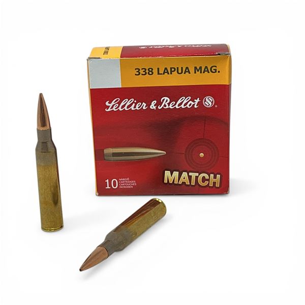 Sellier & Bellot Match 338 Lapua Mag, 250 Grain HPBT Ammunition, 10 Rounds