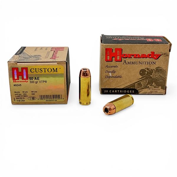 Hornady Custom 50 AE, 300 Grain XTP Ammunition, 40 Rounds