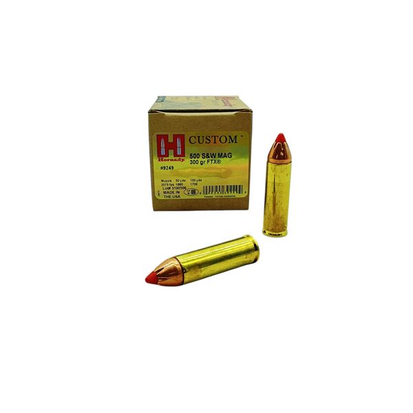 Hornady Custom 500 S&W Mag, 300 Grain FTX Ammunition, 20 Rounds
