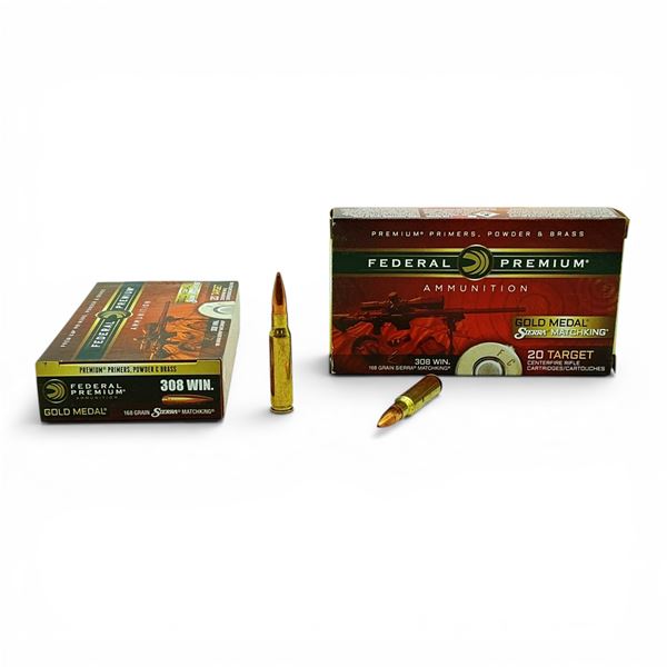 Federal Gold Metal .308 Win, 168 Grain Sierra Matchking Ammunition, 40 Rounds