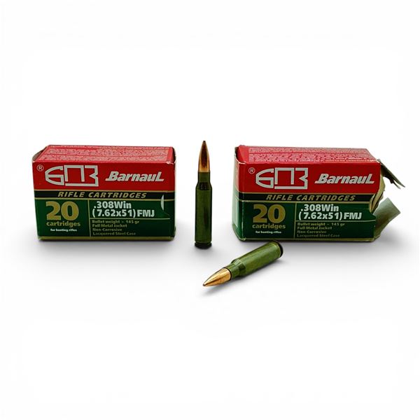 Barnaul .308 Win, 145 Grain FMJ Non-Corrosive Ammunition, 39 Rounds